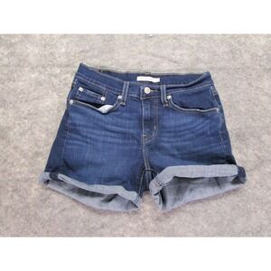Levi's Jean Shorts Womens‎ 27 Blue Denim mid length roll-up bermuda